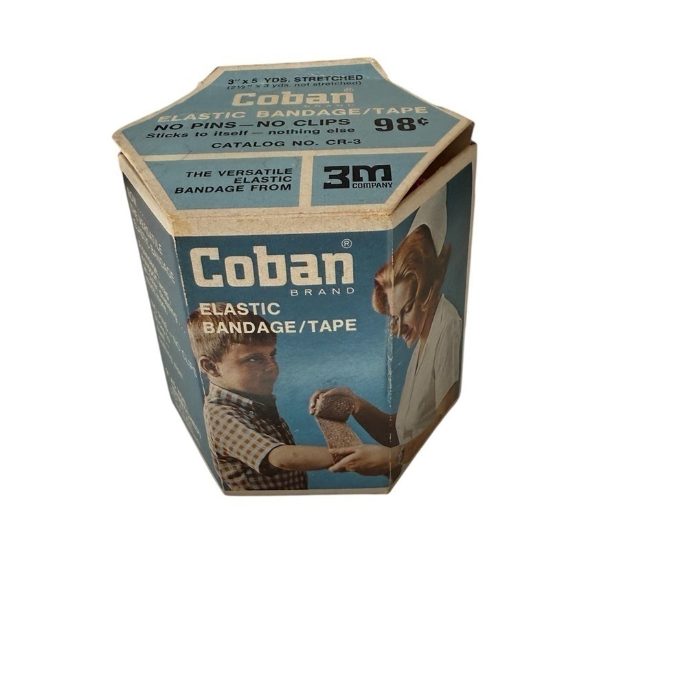Coban Brand Elastic Bandage Tape 3M Co Vintage in Box with paper Instructions.